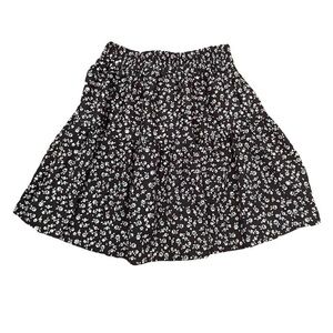 Black and White Floral Skater Skirt